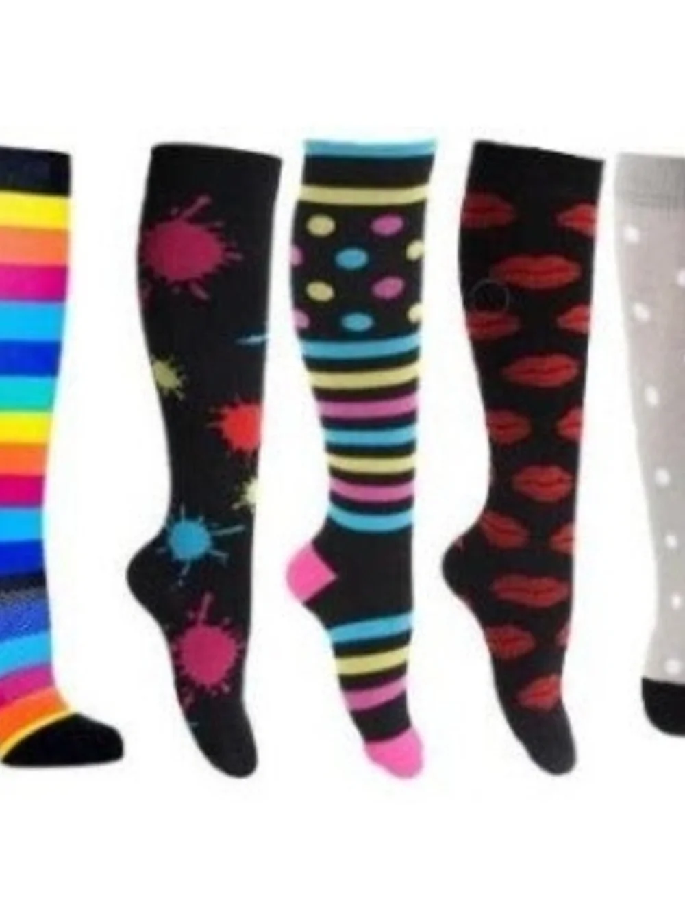 Ladies Comfort and Performance Compression Socks - Black & Pink
